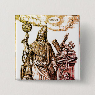 Hermes Trismegistus (Hermes der Beste Dreier) Button