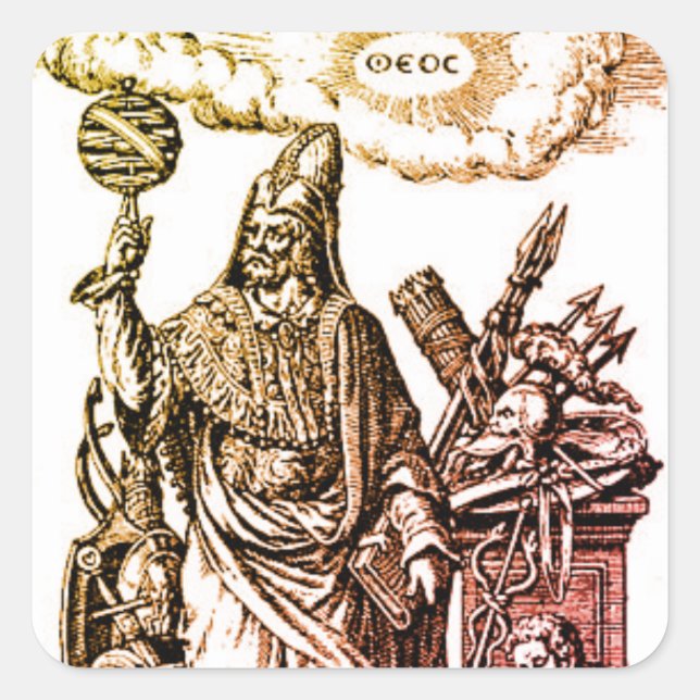 Hermes Trismegistus (Hermes der Beste Dreier) Quadratischer Aufkleber (Vorderseite)