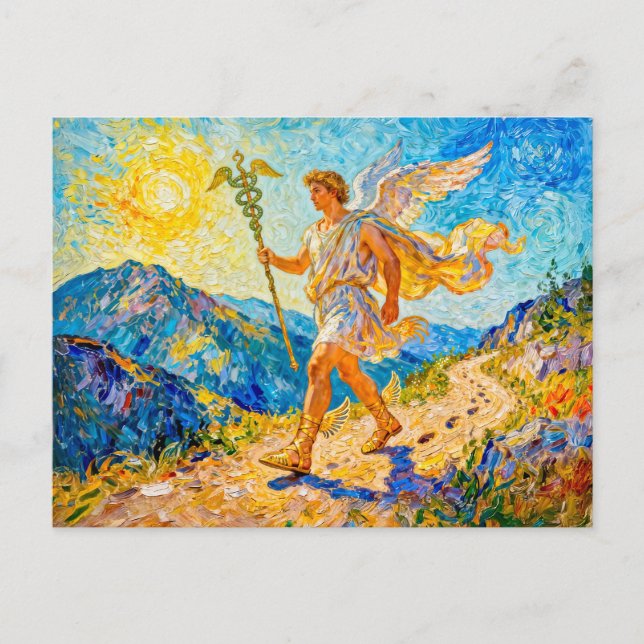 Hermes with Winged Staff and Sandals Walking a Sac Postkarte (Vorderseite)