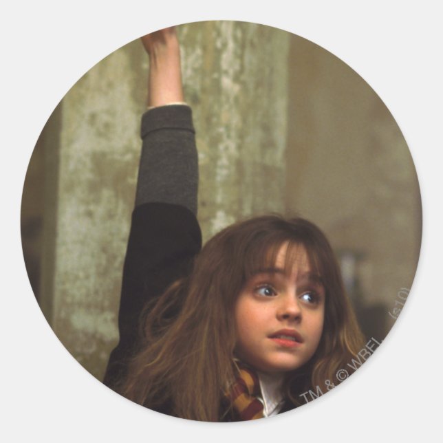 Hermione hebt Hand Runder Aufkleber (Vorderseite)