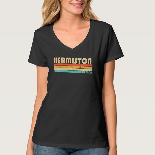 Hermiston oder Oregon Funny City Zuhause Roots Ret T-Shirt (Vorderseite)