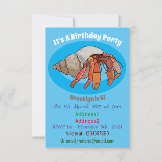 Hermit Crab Cartoon Illustration Einladung