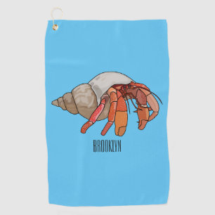 Hermit Crab Cartoon Illustration Golfhandtuch