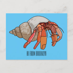Hermit Crab Cartoon Illustration Postkarte