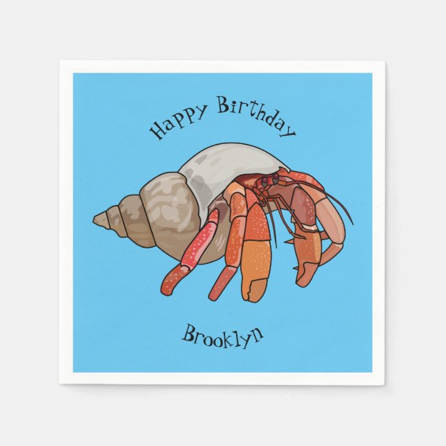 Hermit Crab Cartoon Illustration Serviette (Vorderseite)