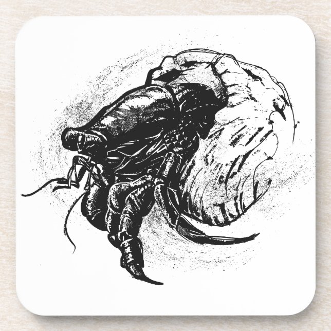 Hermit Crab in Black Getränkeuntersetzer (Vorderseite)