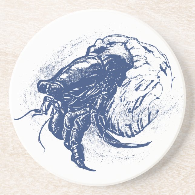 Hermit Crab in Dark Blue Sandstein Untersetzer (Vorne)