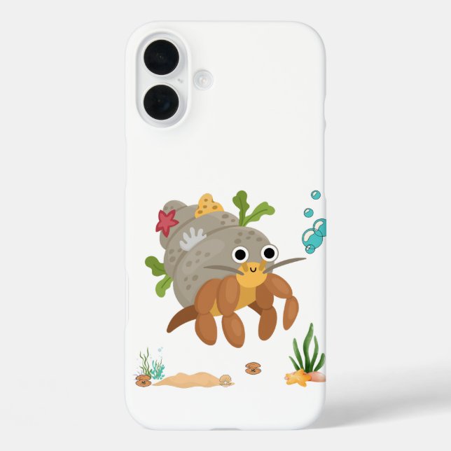 Hermitenkrebs mit Muschel unter Wasser iPhone 16 Plus Hülle (Rückseite)