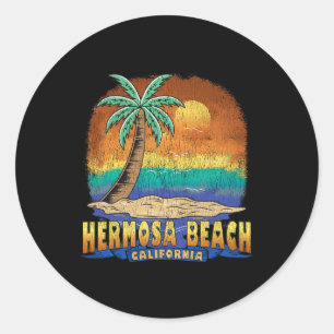 Hermosa Beach Kalifornien Vintage abgenutzt Andenk Runder Aufkleber