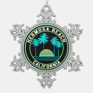 Hermosa Beach Schneeflocken Zinn-Ornament