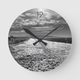 Hermosa Beach, Schwarzweiß-Foto Runde Wanduhr