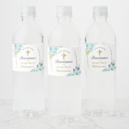 HERMOSO BAUTIZO BEBÉ CRUZADO DE ORO FLORAL AZUL