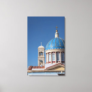 Hermoupolis, Syros Insel, Griechenland. Blaue Kupp Leinwanddruck