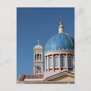 Hermoupolis, Syros-Insel, Griechenland. Blaue Kupp Postkarte