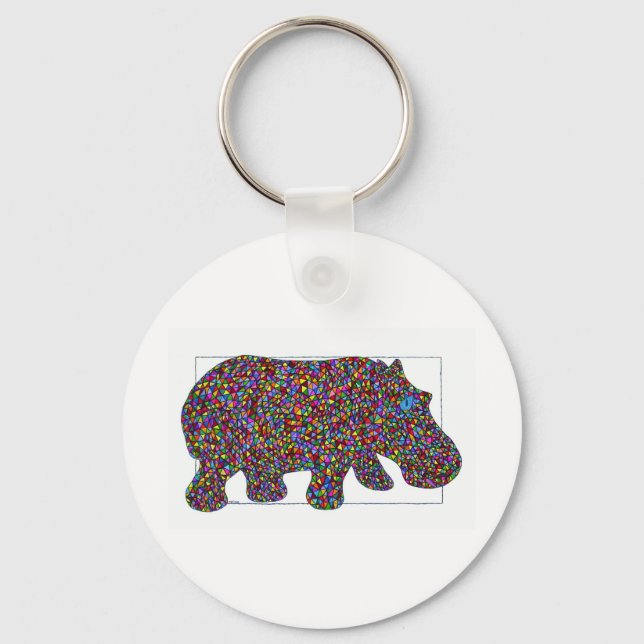 Hernando Festglass Hippo Schlüsselkette Schlüsselanhänger (Vorderseite)