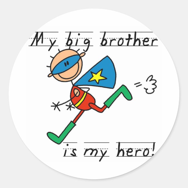 Hero Big Brother Tshirts und Geschenke Runder Aufkleber (Vorderseite)