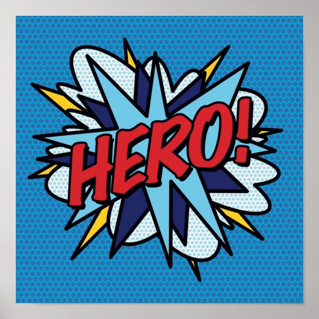 HERO Comic Buch Pop Kunst, Dichtung und Musik Poster (Vorne)