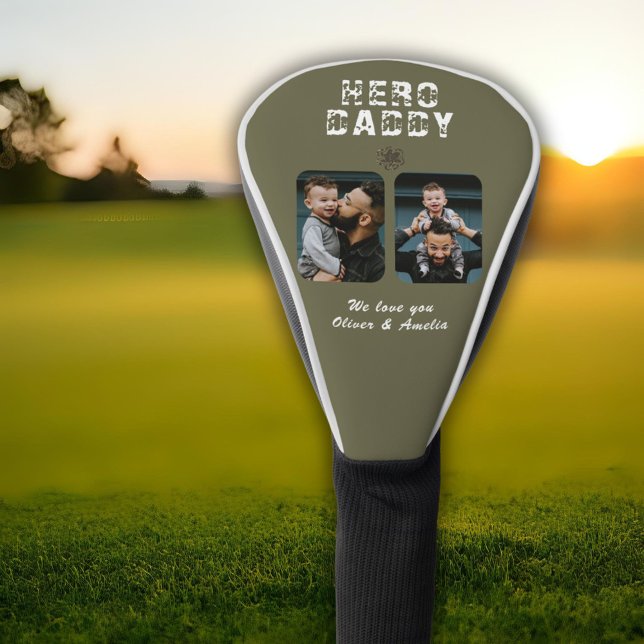 Hero Daddy Vatertag 2 FotoCollage Golf Headcover (Von Creator hochgeladen)