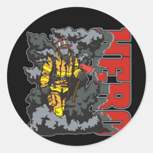 HERO Firefighter Runder Aufkleber