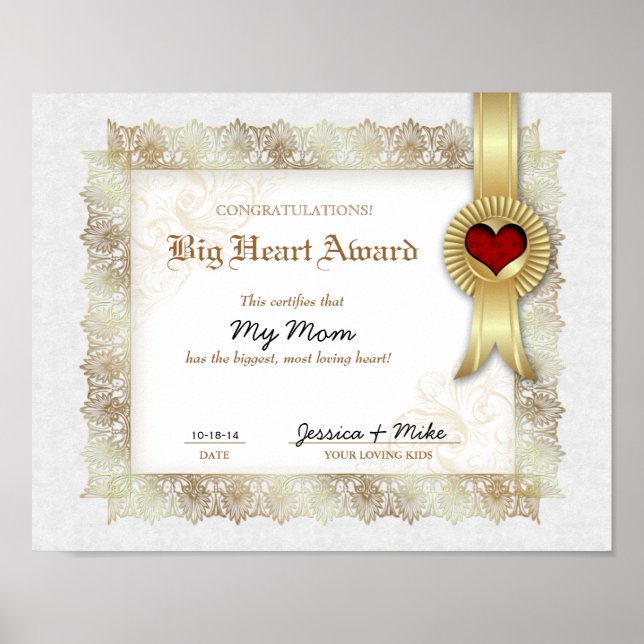 Hero Heart Liebe Award Best Mama Poster (Vorne)