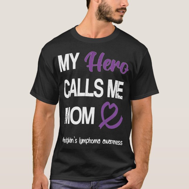 Hero nennt mich Mama Hodgkin's Lymphoma Warrior Pu T-Shirt (Vorderseite)
