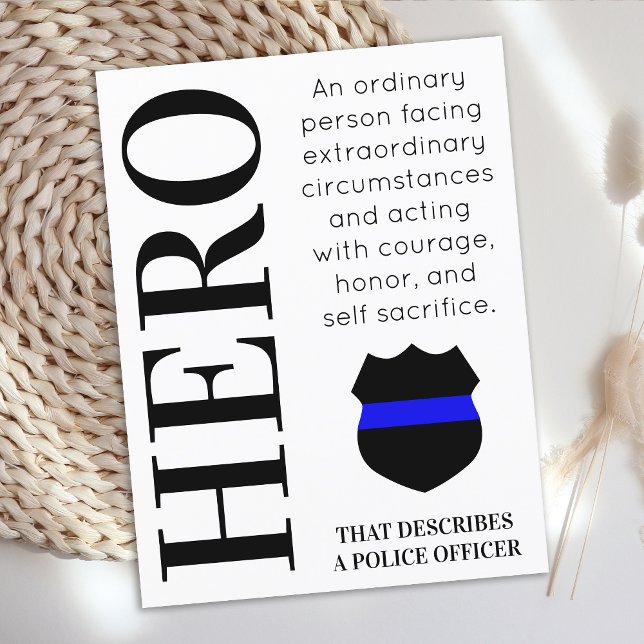 Hero Thin Blue Line Police Vielen Dank Postkarte (Von Creator hochgeladen)