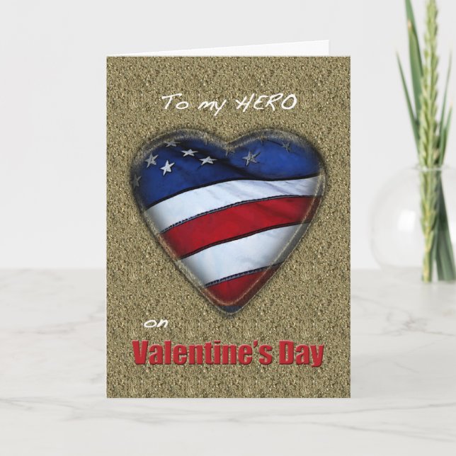 Hero Valentine Patriotic Herz Feiertagskarte (Vorderseite)