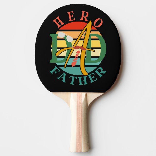 Hero Vater Fath Sunset Krawatte, Mustache & Sonnen Tischtennis Schläger (Vorderseite)