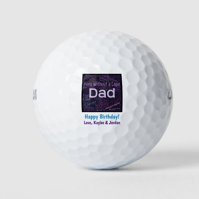 Hero Vater Happy Birthday Golfball (Vorderseite)