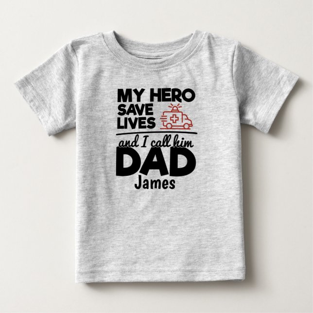 Hero Vater Personalisiert Ambulance Baby T - Shirt (Vorderseite)