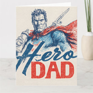 "Hero Vater" Superhero Illustration mit Babyflasch Karte