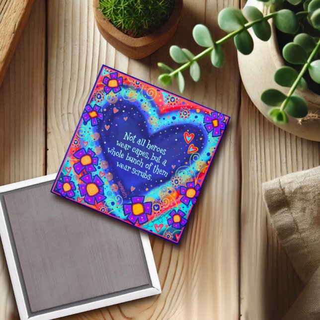 Heroes Wear Scrubs Herz Blumenarzt Magnet (Von Creator hochgeladen)