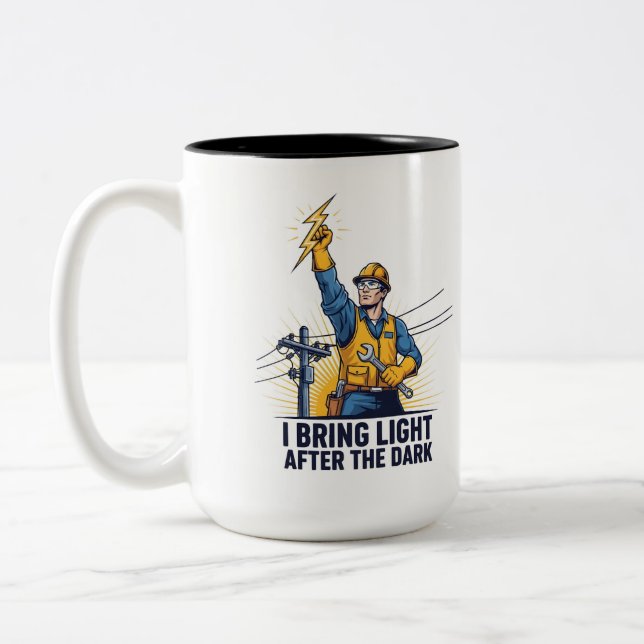 Heroic Lineman Coffee Mug Zweifarbige Tasse (Links)