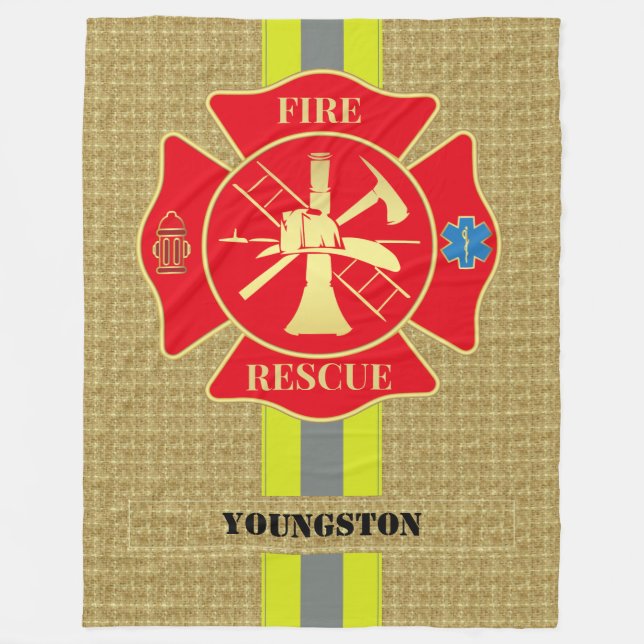 Heroischer Feuerwehrmann Maltese Cross Cosy Design Fleecedecke (Vorderseite)