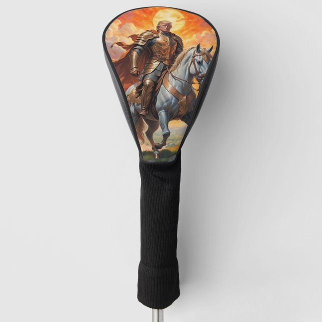 Heroischer Trump-Krieger in Goldener Rüstung Golf Headcover (Vorderseite)