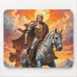 Heroischer Trump-Krieger in Goldener Rüstung Mousepad