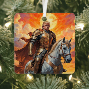 Heroischer Trump-Krieger in Goldener Rüstung Ornament Aus Metall