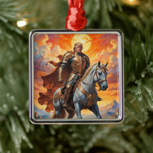 Heroischer Trump-Krieger in Goldener Rüstung Ornament Aus Metall