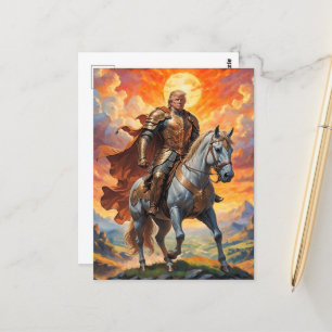 Heroischer Trump-Krieger in Goldener Rüstung Postkarte