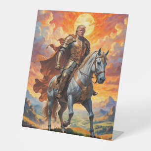 Heroischer Trump-Krieger in Goldener Rüstung Sockelschild