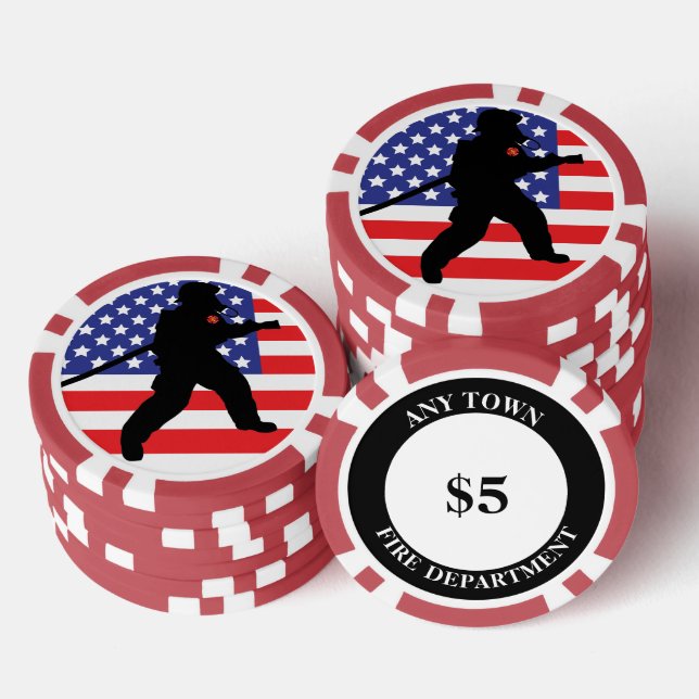 Heroisches Firefighter-Flag-Brandschlauchdesign Pokerchips (Stapel)