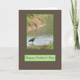 HERON À L'ÉTANG/HEUREUSE CARTE DE FÊTE DES PÈRES