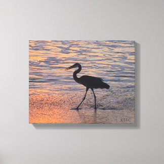 Heron am frühen Morgen Spaziergang Leinwanddruck