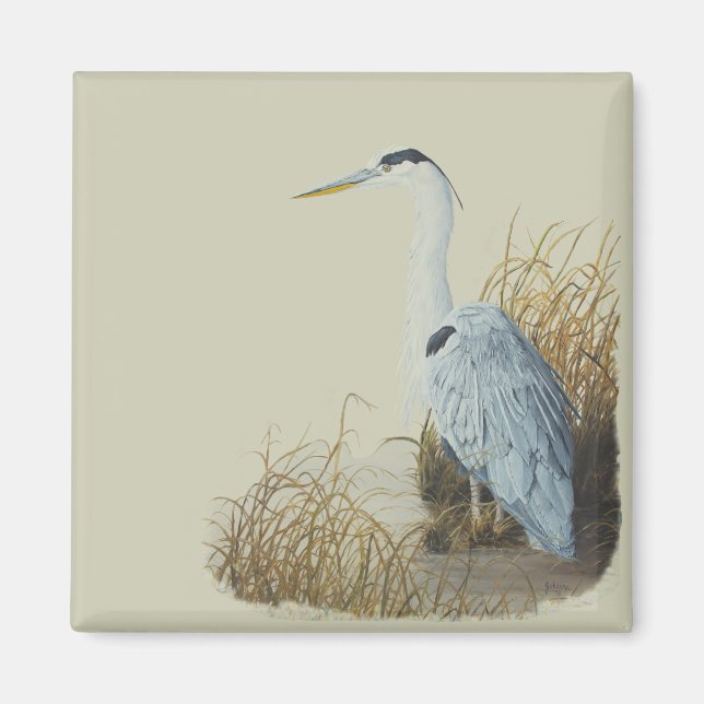 Heron am Marsh Edge Magnet (Vorne)