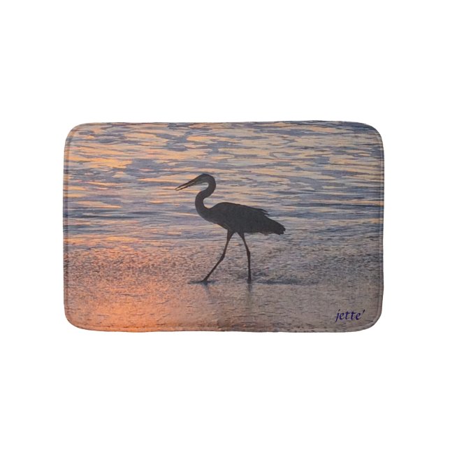 Héron au tapis de bain de lever de soleil (Devant)