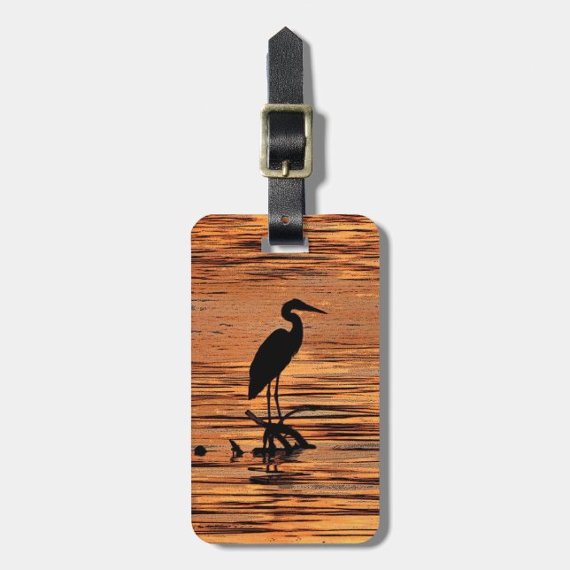 Heron bei Sunset Gepäckanhänger (Vorderseite vertikal)