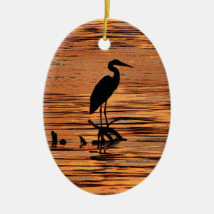 Heron bei Sunset Keramikornament