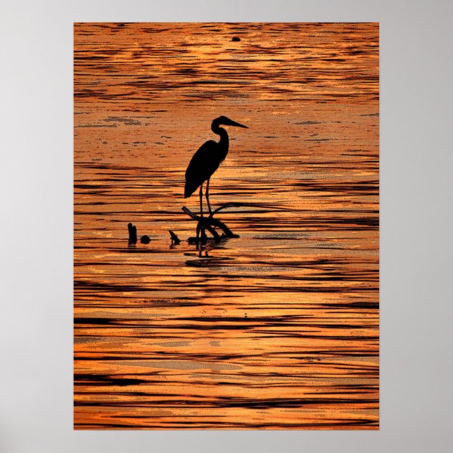 Heron bei Sunset Poster (Vorne)
