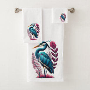 Héron bleu avec quelques plumes roses Serene Wildl
