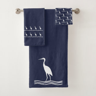 heron de grue Ocean bleu & blanc serviette set